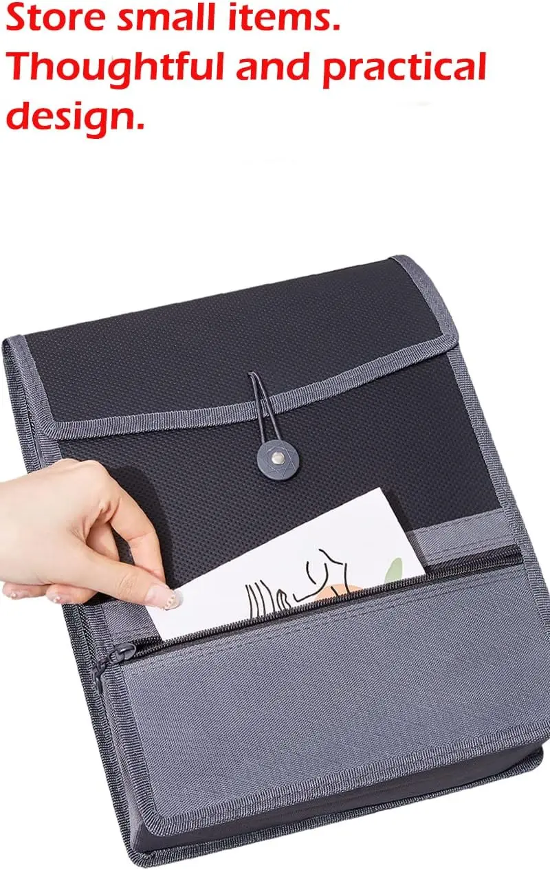 Expanding File Folder Document Organizer with Elastic Cord & Button Closure, 3.5" Expansion, Letter A4 Expandable File Folder