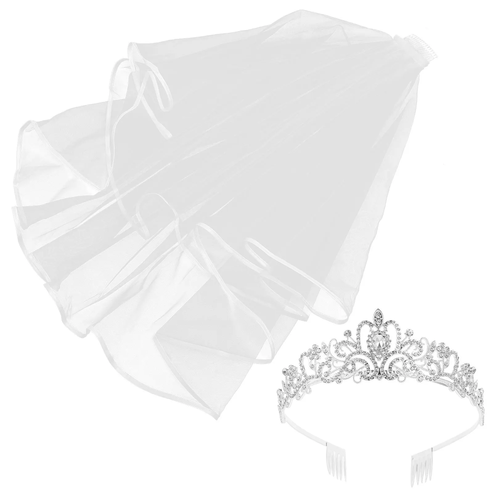 

Набор свадебных украшений: тиара с блестящими стразами, ободок, фата, аксессуары для волос, элегантная тиара для невесты