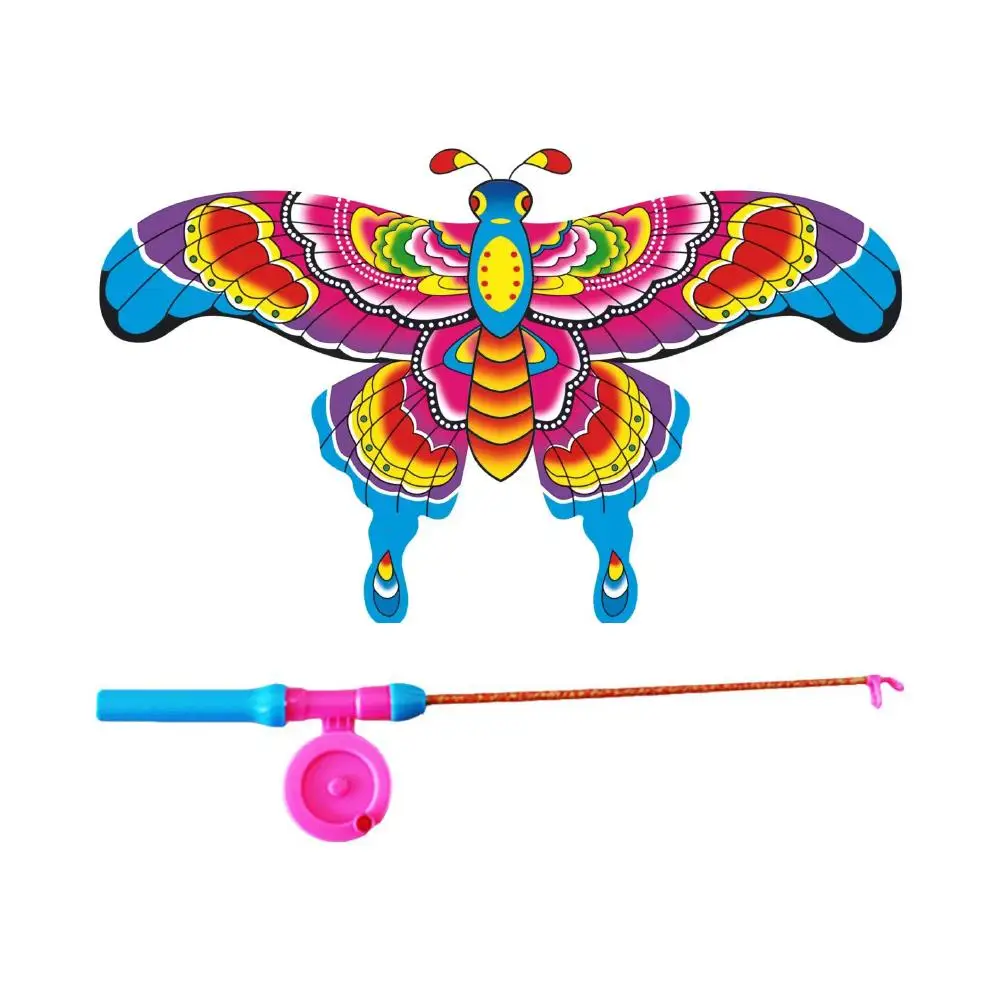 Children Kite Toy Cartoon Bird Butterfly Swallows Eagle Shape Handheld Fishing Rod Kite For Children's Flying Kite Outdoor Toys