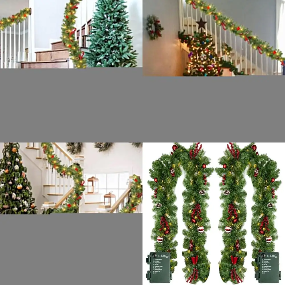 

Battery-Powered 9FT Christmas Garland with 50 LEDs, 2-Pack, 8-Mode Timer, Artificial Greenery with Pinecones for Indoor/Outdoor
