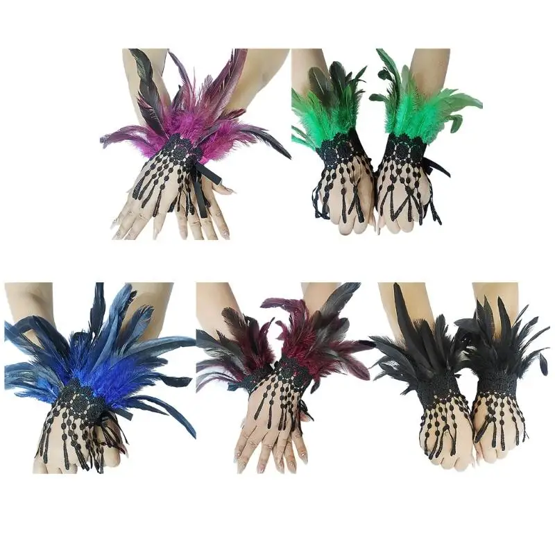 

39BD Breathable Soft Lace Gloves Perfect For Witch Costume Halloween Party Accessory