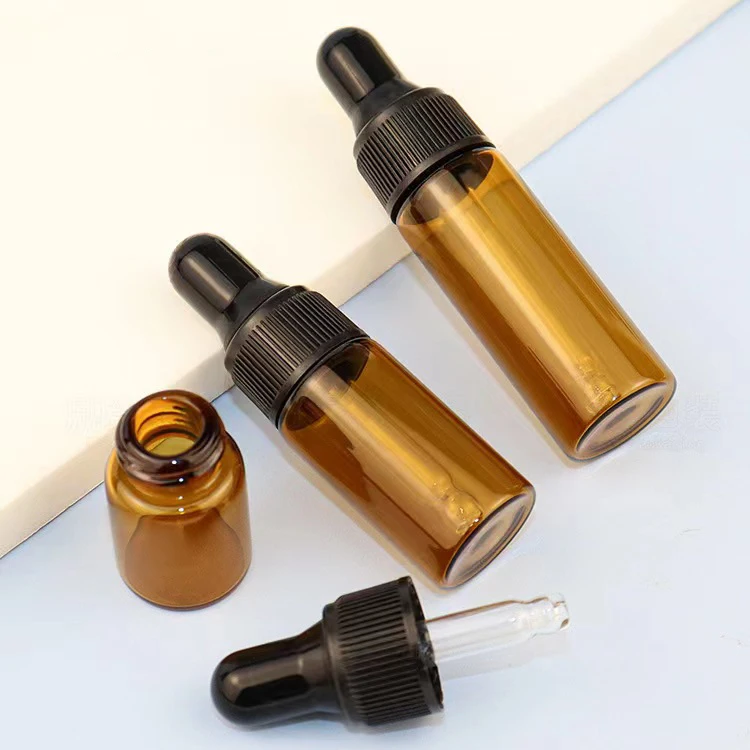 에센셜 오일 유리 아로마 테라피, 액체 브라운 드롭, 빈 시약병, 피펫 병, 100 개, 1 ml, 2 ml, 3 ml, 5ml