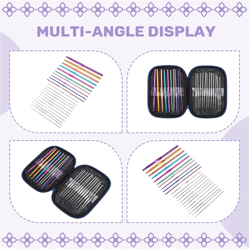 A59E-100Pcs خطاف كروشيه مع مجموعة أدوات قياس الغزل المتماسكة #2