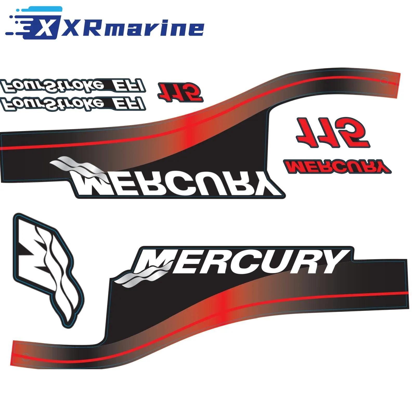 Red Decals Sticker Set For Mercury Outboard Stickers 115 HP EFI 4-Stroke FourStroke 37-881649A01 TOP COWL 827328T9 827328T10