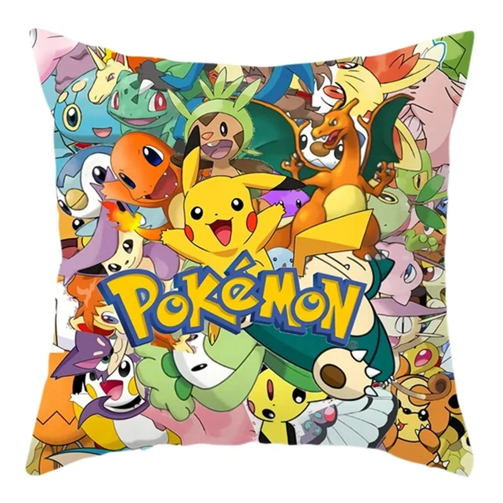 Anime Figure Pokemon Cushion Cover Cartoon pikachu Pillowcase Sofa Car Home Plush Cover Bedroom Decoration Christmas Gifts Toys