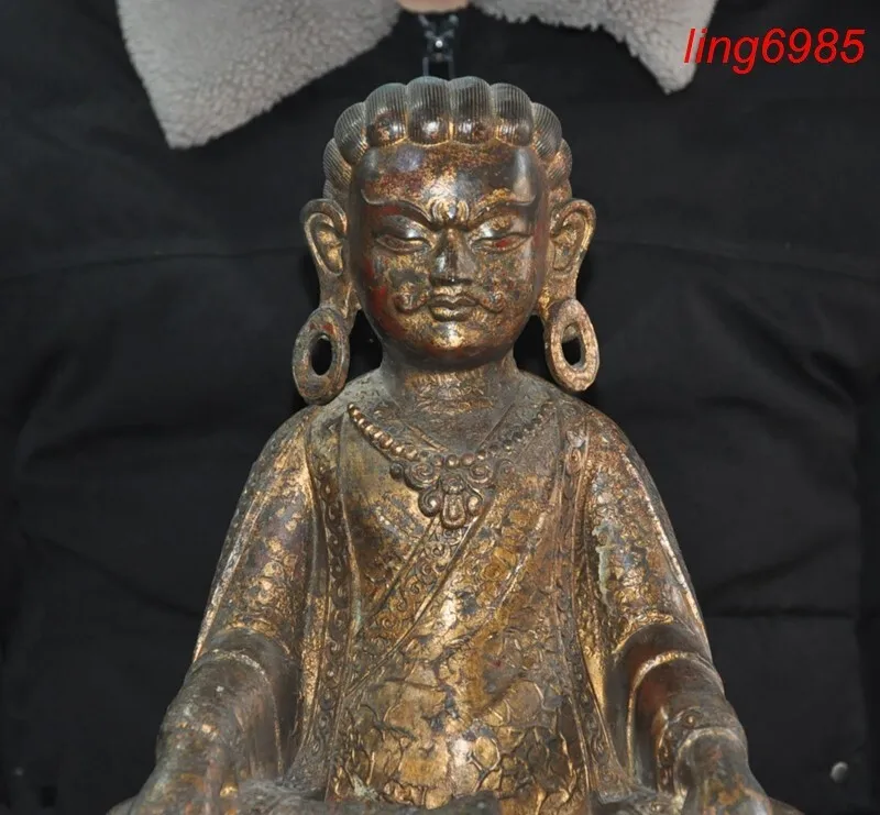 Old Tibet Buddhism Temple Bronze Gilt Milarepa Arhat Buddha Bodhisattva Statue