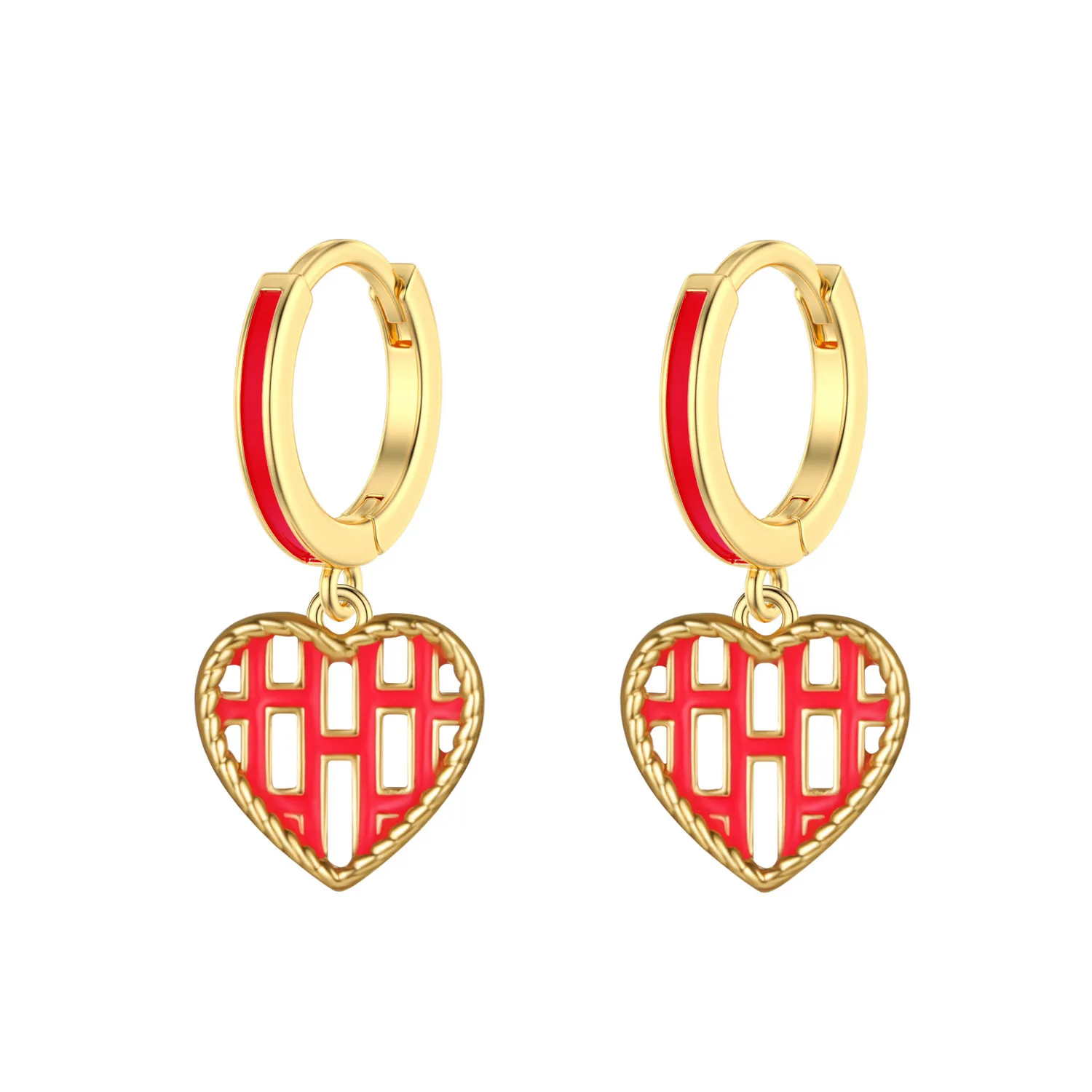 2024 New Sweet Love Heart Drop Earrings for Women Girls Round Circle Korean Fashion Statement Wedding Jewelry