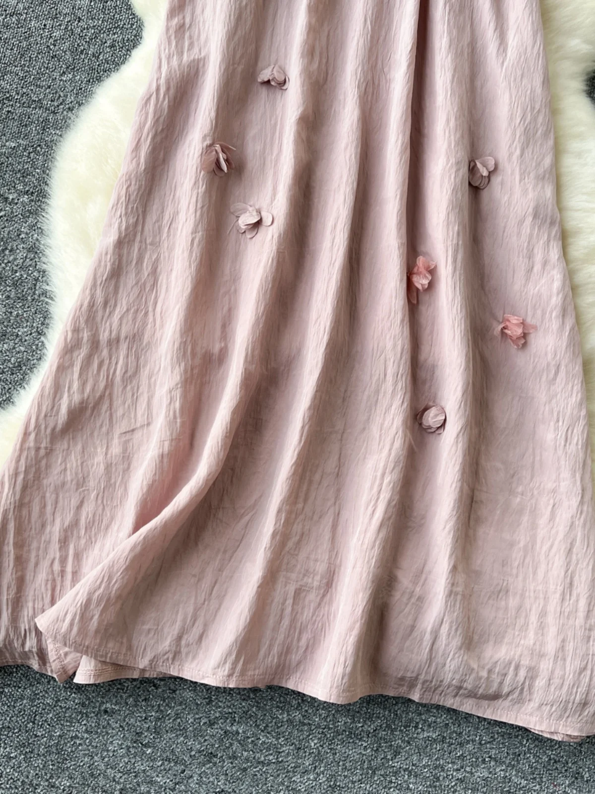 Beach Vaion Feel A-Line Midi Dr Women Svel Ne แขวนเอวสูงกระชับสัดส่วนลายดอกไม้ลำลองเดินทาง Sle