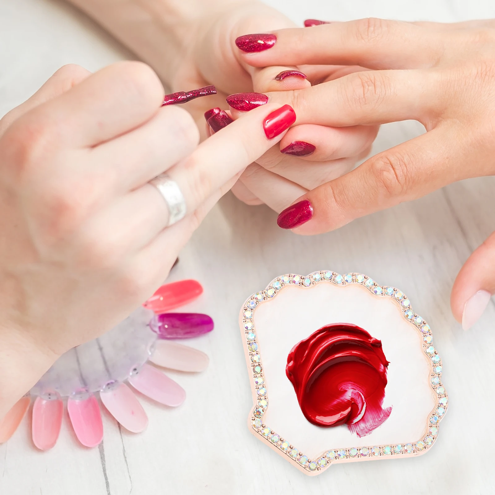 

Nail Art Display Plate Color Mixing Tray Professional Nail Holder for Manicure Pearl Exhibit Rack Zinc Alloy Lightweight