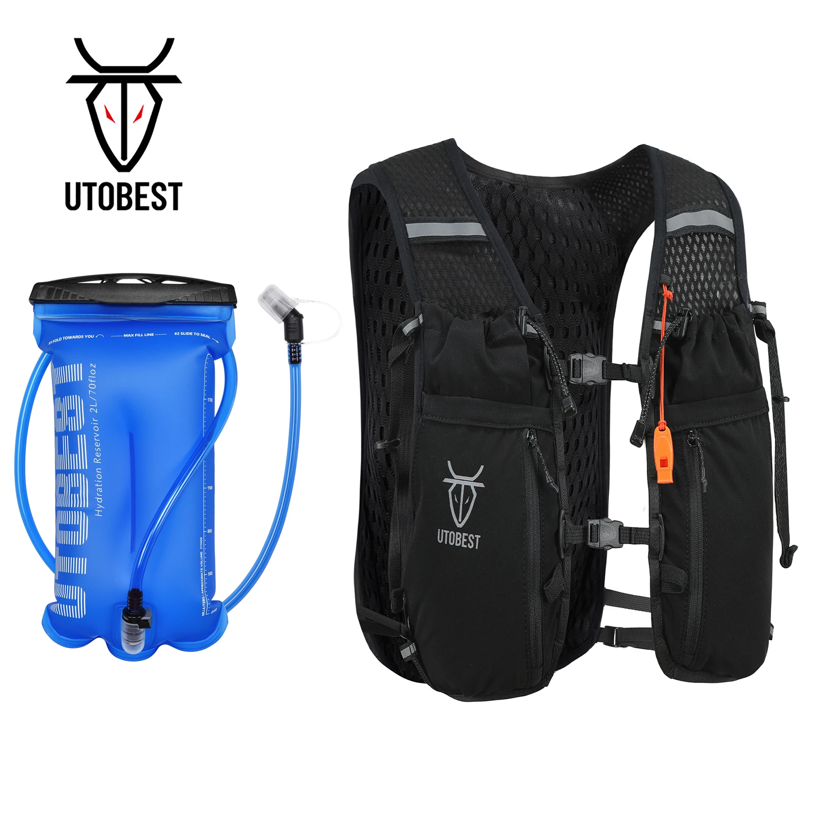 UTOBEST Trail Running Mochila 10L Colete de hidratação ultraleve com bexiga de água de 2L para caminhadas ao ar livre Ciclismo Maratona