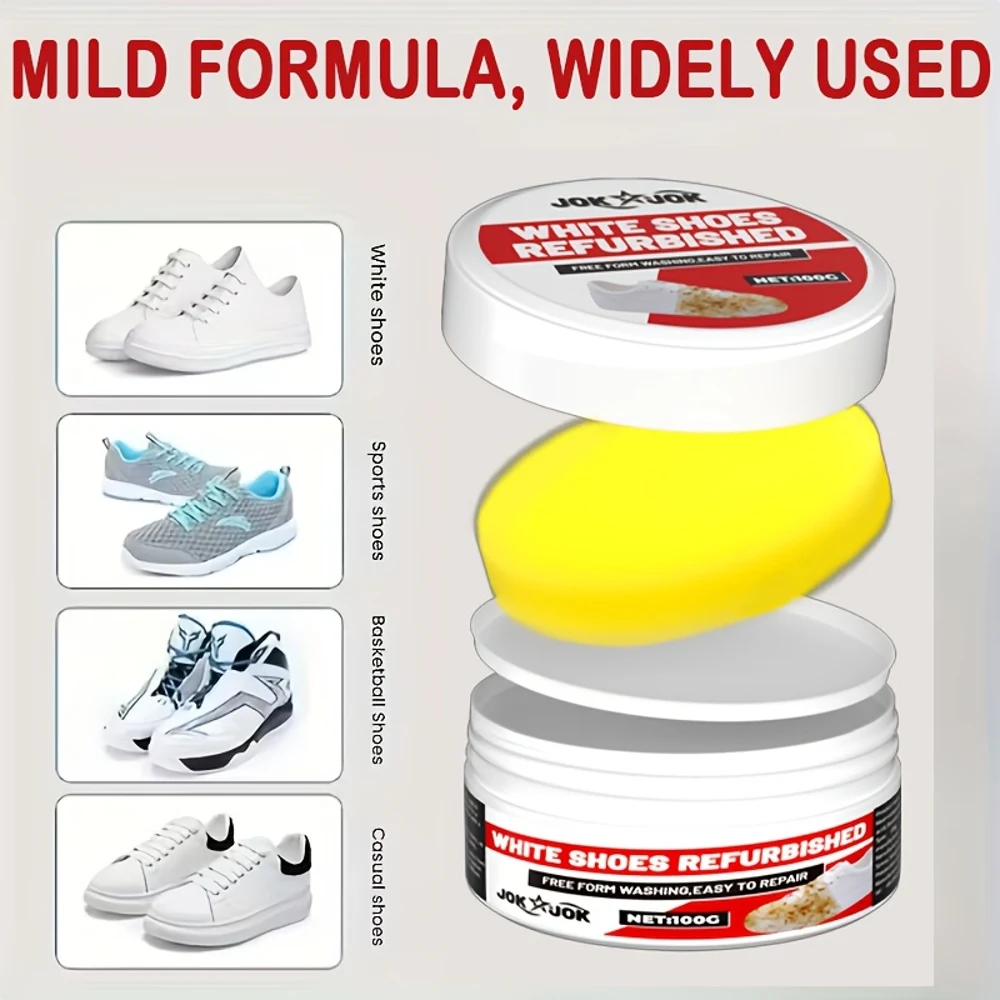 Esmalte simples e eficaz para sapatos, adequado para superfícies lisas – Creme de renovação e cuidado com esponja para clarear, remover pré-amarelamento