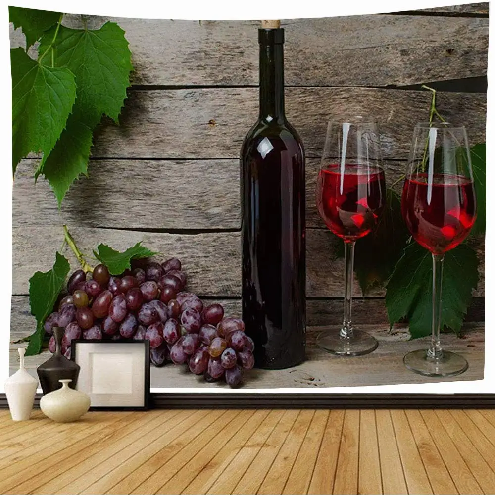 Italy Red Wine Theme Decor Tapestry Vineyard Wine Cask Vintage Style Tapestry Wall Hanging for Bedroom Living Room Dorm Decor