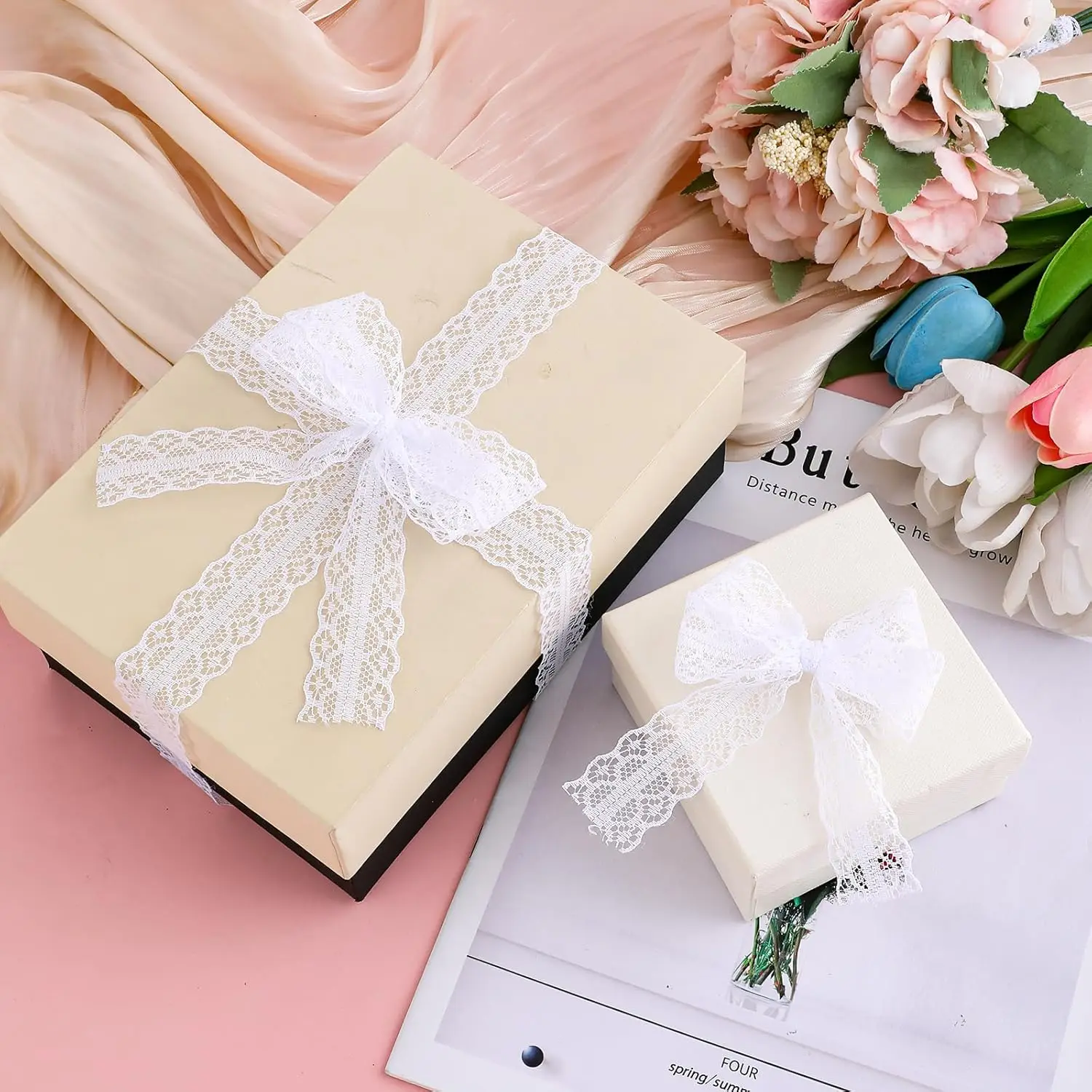 25 Yards Spitzenband, 3 cm breit, zum Nähen, Spitzenband, Nähen, Basteln, Party, Geschenkverpackung, Blumen-Design, Hochzeit, Geburtstag, Dekorationen