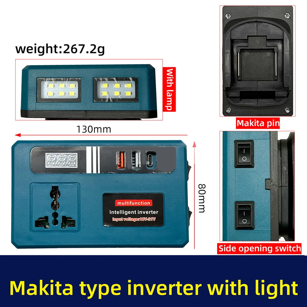 

120W Lithium-ion Battery Inverter Converts DC 18-21V To AC 220V Compatible With DeWalts Makitas Milwaukees Battery Inverter