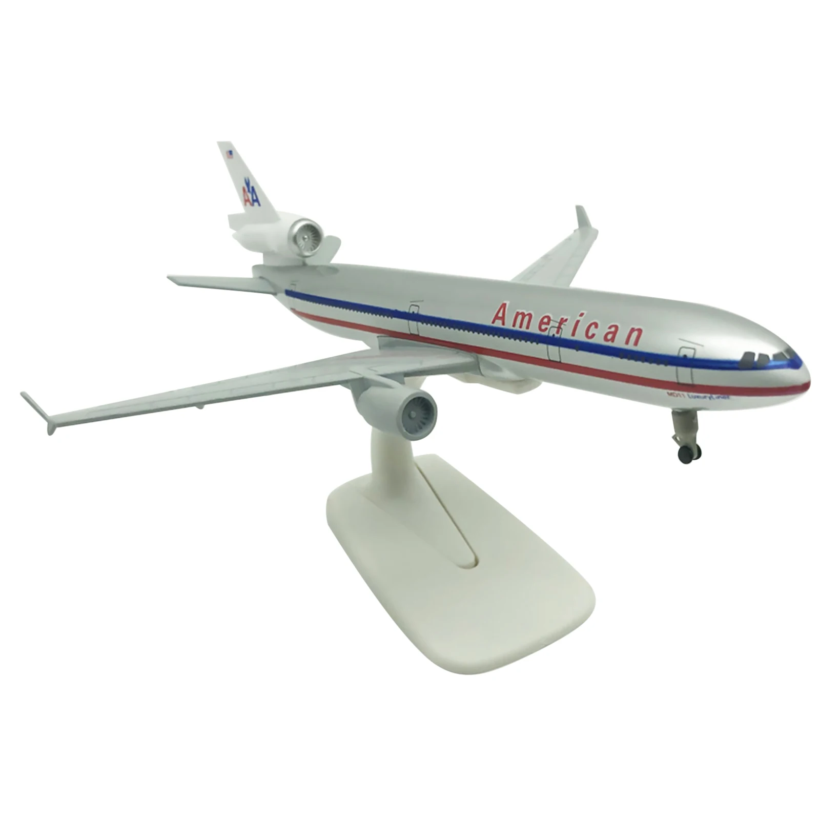 Druckguss-Flugzeugmodell, 20 cm, Maßstab 1:400, amerikanisches MD-11, Flugzeugmodell, Flugzeug, GIF, Legierungsmodell, Souvenir, statische Anzeige mit Ständer