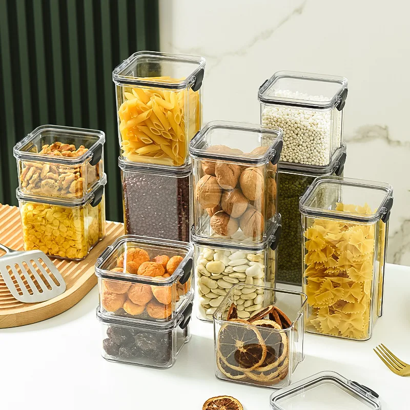 Kitchen Multigrain Snack Sealed Storage Box Dried Fruit Dried Goods Jar Drawer Storage Container Moisture Proof Box Plastic