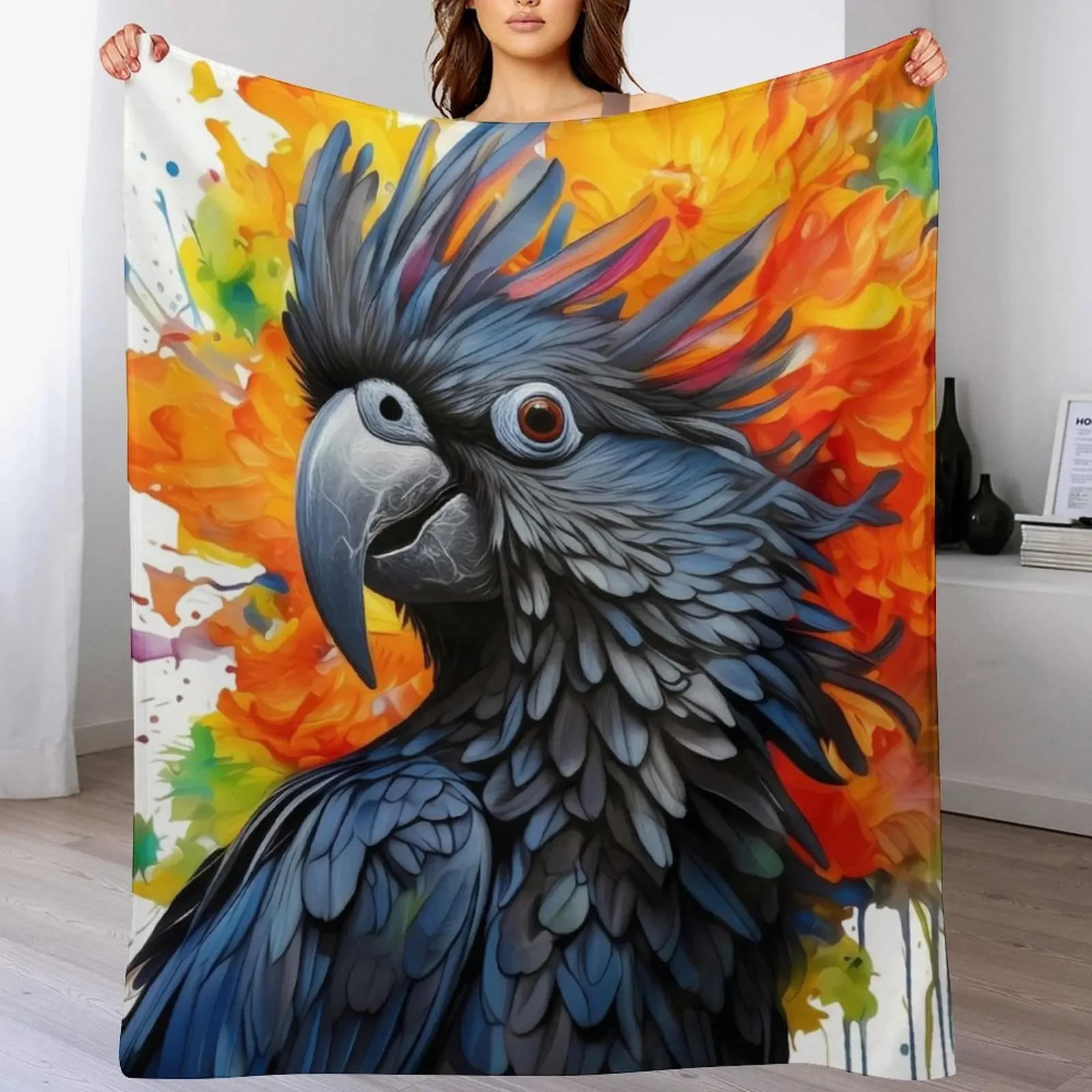 

Black Cockatoo Throw Blanket Long Lasting Soft Plush Blanket for Daily Use