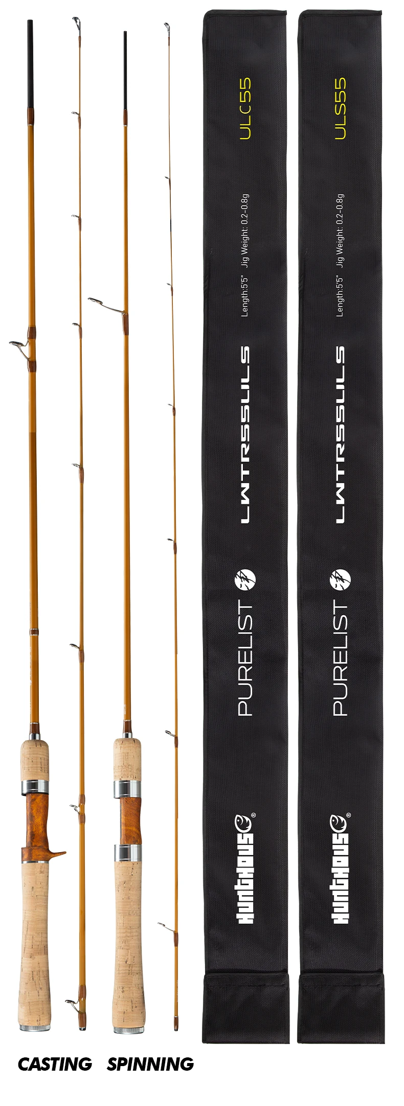 Hunthouse UL Trout Angelrute Spinning Casting Ultraleichter Köder WT 0,2–0,8 g 0,8–6 g 1,65 m 1,75 m 1,85 m Kohlefaser 0,7 mm Oberseite ULS – Detail 10