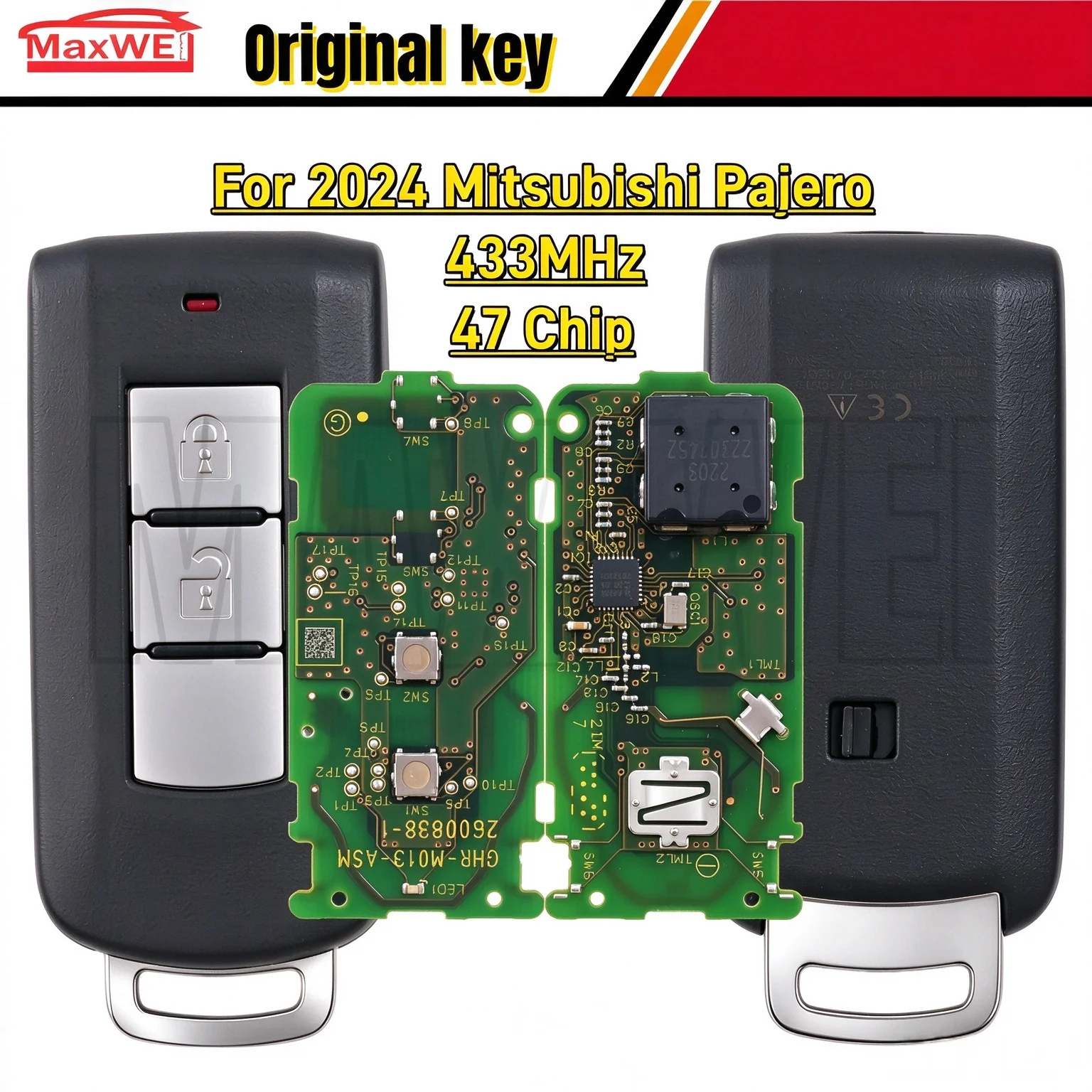GHR-M01-AS2 Original OEM Smart Remote Key 433MHz ID47 Chip For Mitsubishi Pajero Sport 2024 2Buttons