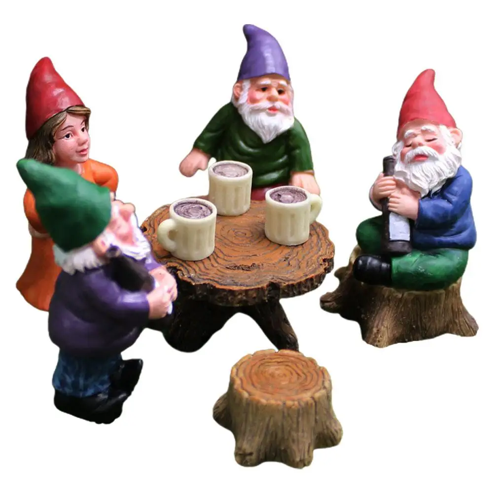 

Miniature Gnome Garden Ornaments Happy Gnomes Camp Statue Outdoor Decorative Stakes Figurines