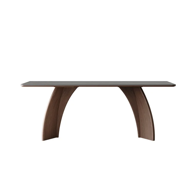 

Household small apartment walnut antique ash wood solid wood dining table