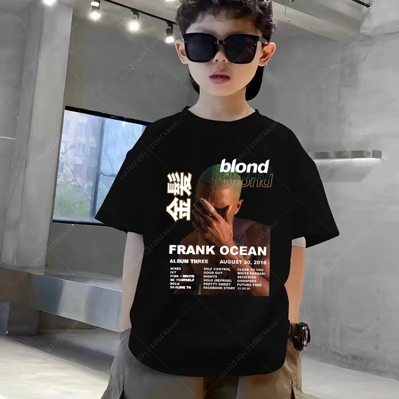 Frank O-ocean Blond R&B Music T Shirts Boy Girl Aesthetic Tshirts 100% Cotton High Quality T-shirts Child High Street Teen Tops