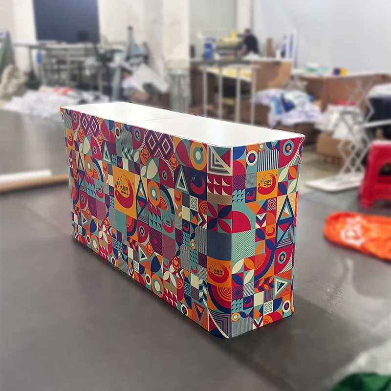 Customized Long Trade Show LED Light Display Stand Elegant Reception Table for Trade Fair Exhibitions Premium Promotion Counter
