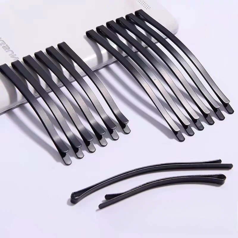 12pcs  Black 6.5/8.5CM Clip Hair Clip Hairpin Korean Simple Black Wire Hair Pins Invisible Hairpin Wide Big Hair Clips for Bride