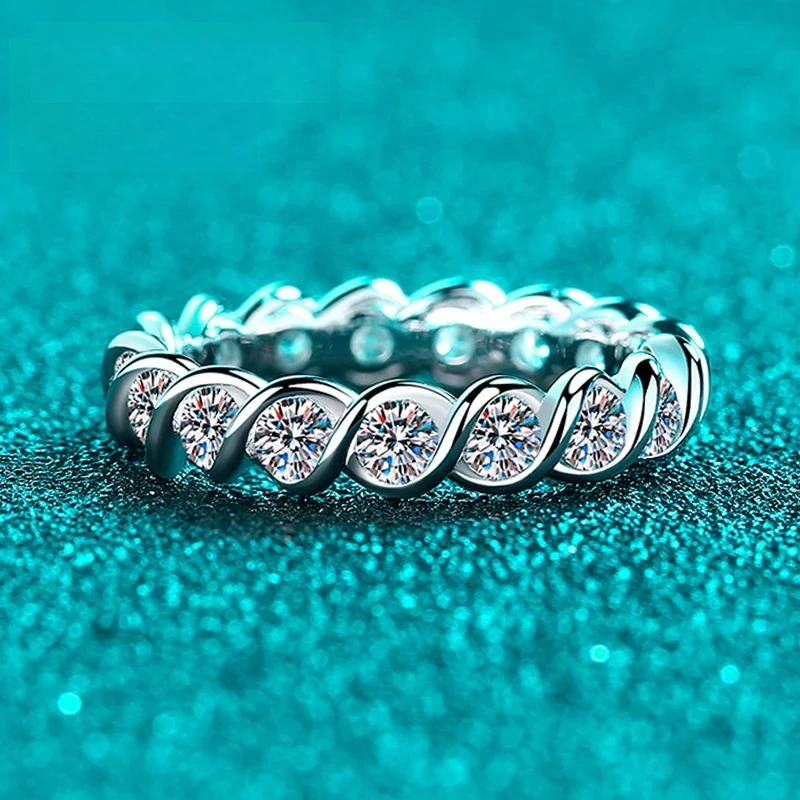 

925 Silver 3*3mm All Moissanite Wedding Women Rings D Color Vvs1 With GRA Lab Diamond Jewelry Plated 18K White Gold Fashion Ring