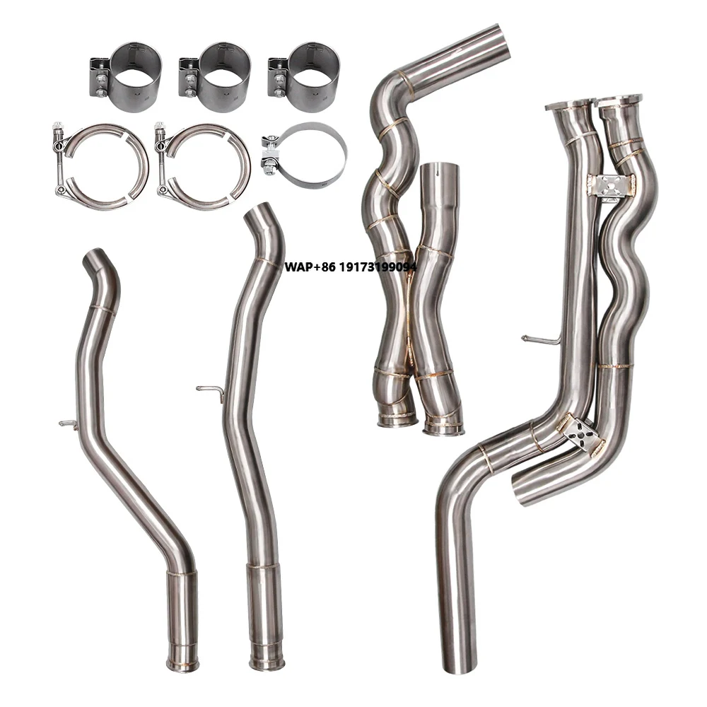 

For B-MW S55 F82 F83 M4 F80 M3 Midpipe Resonated S55 Equal Length High Flow Single X Mid-pipe (use with Factory Rear Muffler)