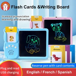 Cartes Flash avec Écran LCD pour Enfant, Jouet pour Apprendre l'Anglais, Tablette d'Écriture, Jeu Montessori, Lettres ABC