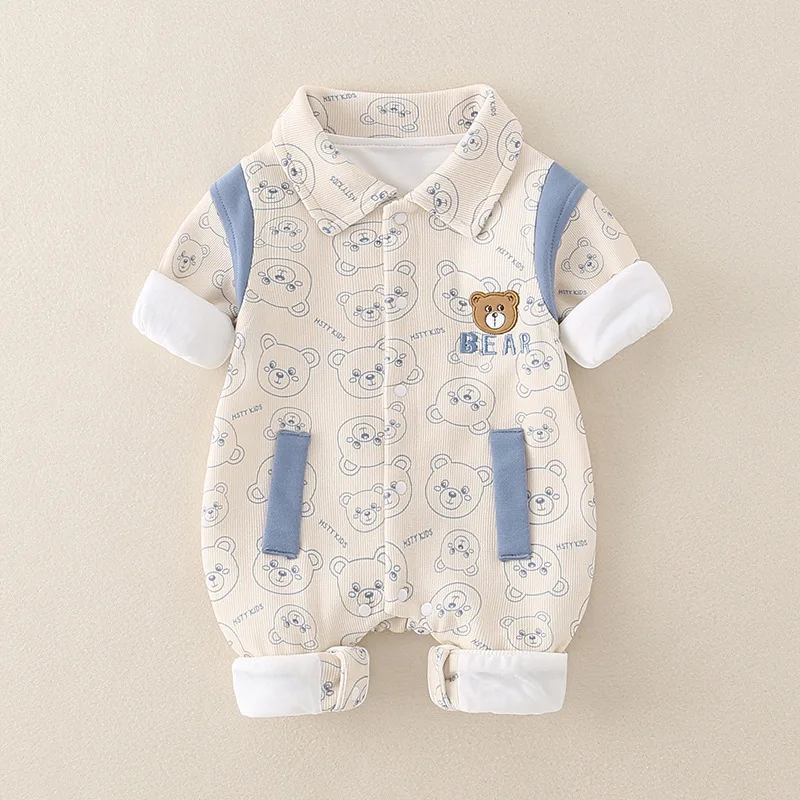 UNITIM طفل الفتيات السروال القصير الخريف الشتاء الدب المطبوعة الوليد الصبي داخلية رفض طوق الاطفال طفل الفتيان حللا وزرة #1