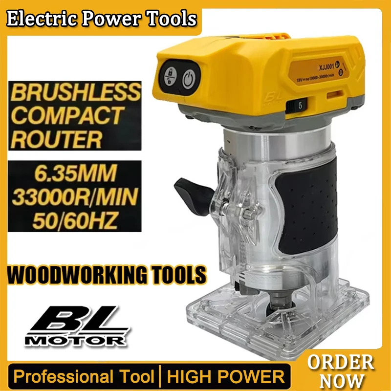 Dewalt Borstelloze 33000 RPM Elektrische Trimmer Draadloze Houtbewerking Trimmachine Hout Router Frezen Graveren Steken Machine