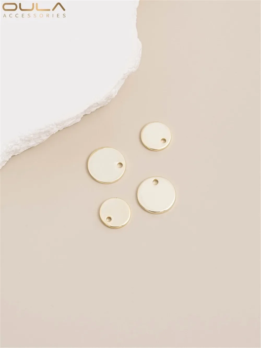 

14k Bag Gold Round Piece Copper Bag Gold Accessories Handmade Earrings Pendant Edge Hole Single Hole Earrings Pendant Material