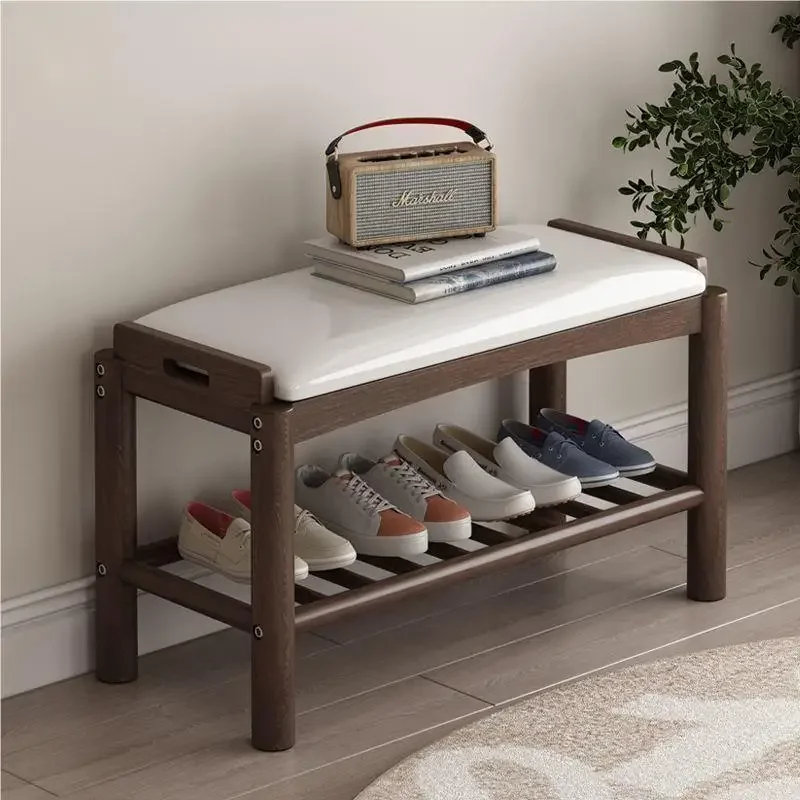 

Solid Wood Shoes Changing Stool Doorstep Can Sit Long Bench Shoe Cabinet Household Entrance Door Shoe Wearing Stools Shoe Racks