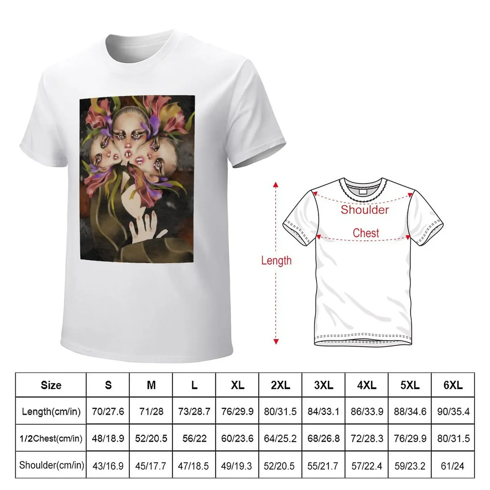 hydra girl and fantasy flowers T-Shirt Short sleeve tee sports fans oversizeds mens cotton t shirts