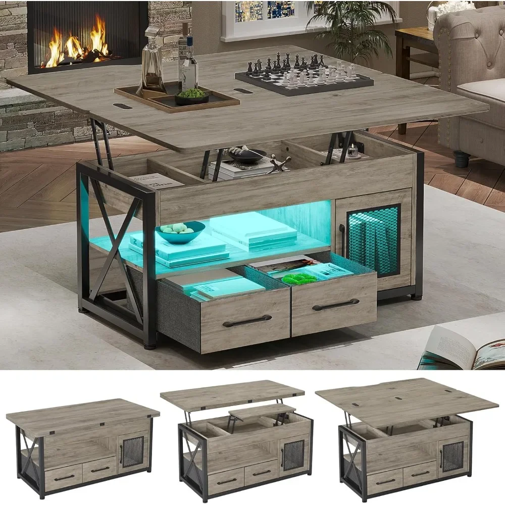

40" Lift Top Coffee Table, 4 in 1 Coffee Tables with Storage Cabinet for Living Room, Small Farmhouse Coffee Table