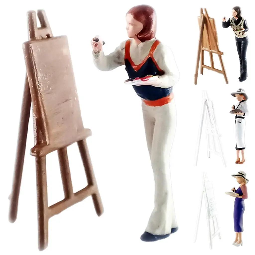 Miniatura Pessoas Modelo Pintor, Diorama Boneca Figurines, Layout DIY, 1: 64