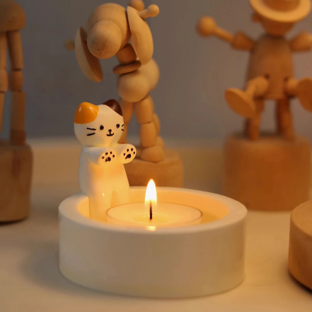 

Cute Kitten Candle Holder Silicone Mold DIY Handmade Concrete Plaster Candle Holder Mold Creative gift decoration Silicone Molds