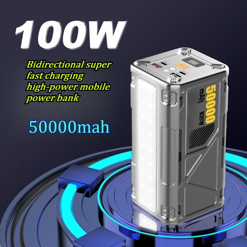 

Портативный внешний аккумулятор 50000 мАч, 100 Вт, с двунаправленной сверхбыстрой зарядкой, высокомощный, для использования на улице