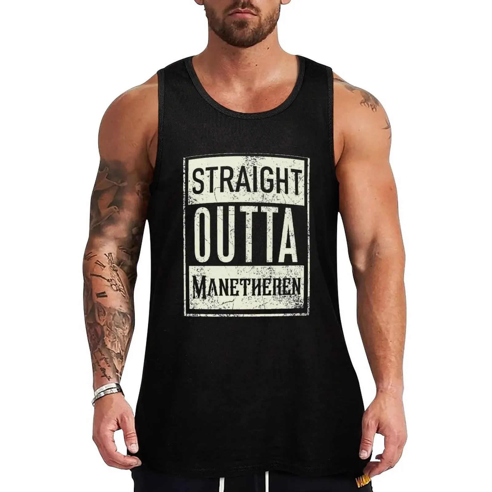 

Straight Outta Manetheren The Wheel of Time Tank Top Man summer clothes gym shirts Men's gym articles Men's summer clothes