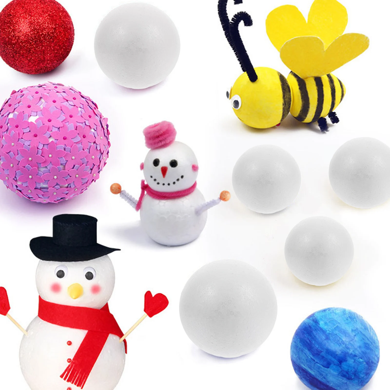 

10pcs Foam Ball Decoration Polystyrene Craft Balls Diy White Solid Party Wedding Christmas Decorations 12Cm 8Cm 6Cm 4Cm 2Cm