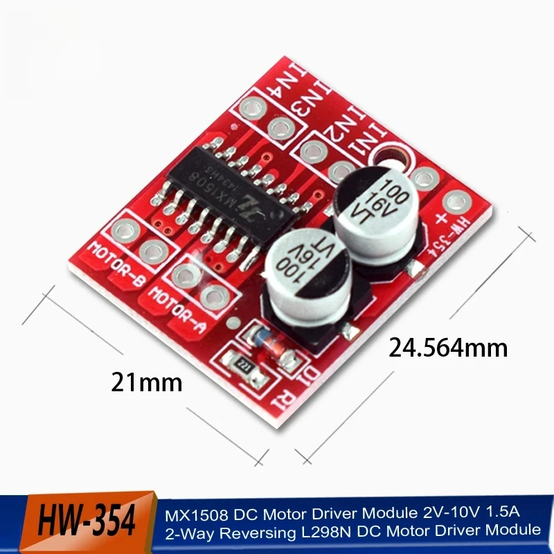 Модуль драйвера двигателя MX1508 DC 2V-10V 1.5A 2-сторонний реверсивный PWM, плата драйвера шагового двигателя с двойным H-мостом L298N