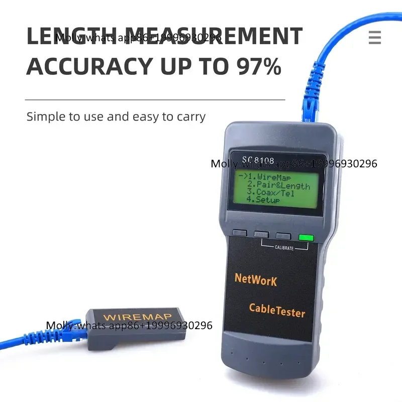 Portable Multifunction Wireless Network Tester SC-8108 LCD Digital PC Data Network CAT5 RJ45 LAN Phone Cable Tester Meter