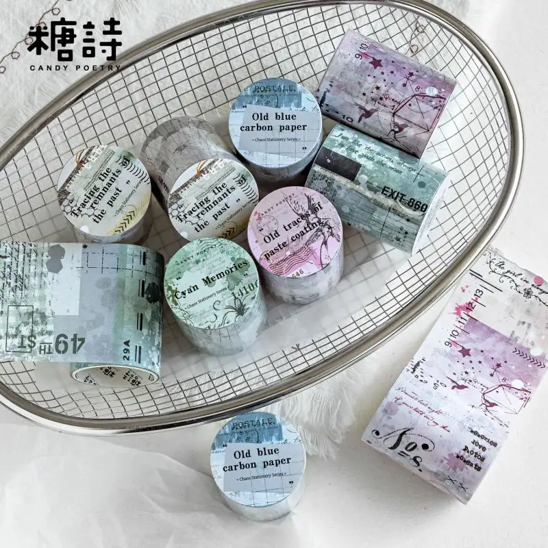 1 Roll New Retro Collage Text Letter Series Diy Stickers Patterns Style Versatile Material Hand Account Base Decorative Stickers