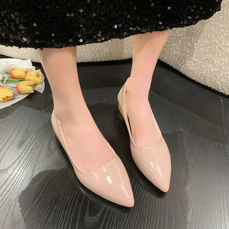 Women\'s Candy Color Pointy High Heel Shoes Fashion Everything Casual Chinese Heel Heels Solid Color Shoes for Women 33-43 Pumps