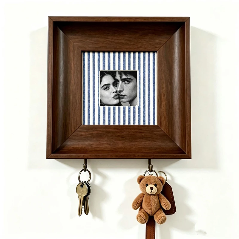 Kreativer Schlüsselhalter mit Haken, Bilderrahmen, zur Präsentation von Paarbildern, zur Wandmontage, zur Dekoration des Eingangsbereichs, Schlüssel-Organizer, Aufbewahrungsregal, Geschenk für Zuhause. – Detail 12