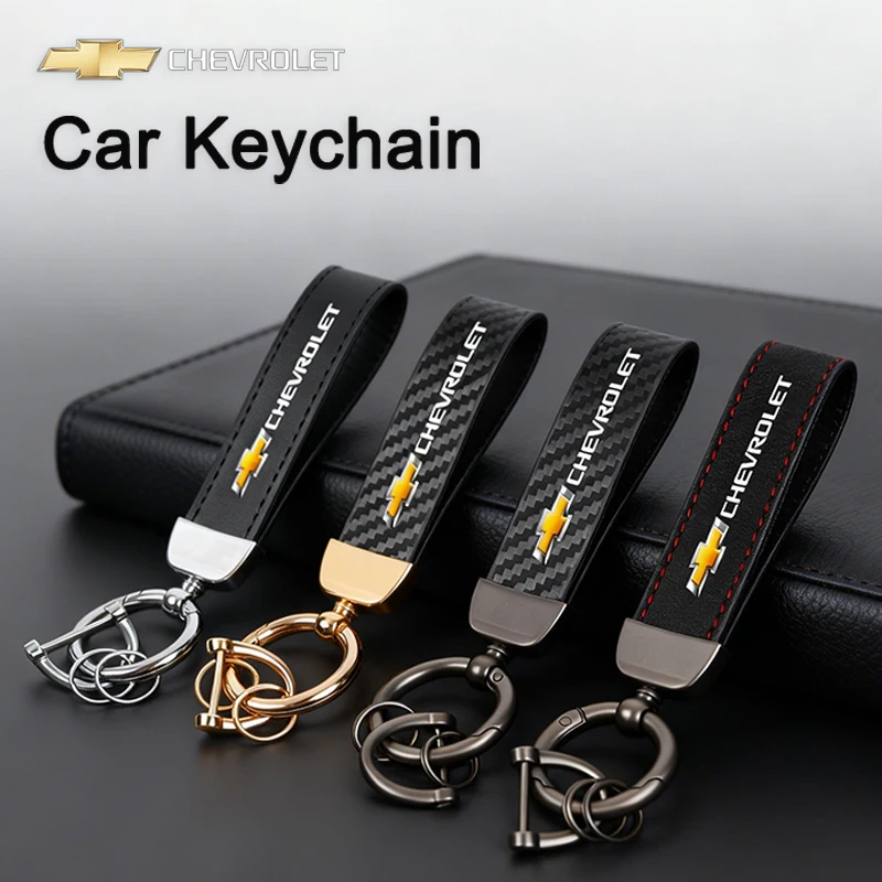 Llaveros de cuero y fibra de carbono, accesorios para llavero de coche para Chevrolet Bolt Spark Tahoe Z71 Aveo Impala Lacetti Malibu Sail SS