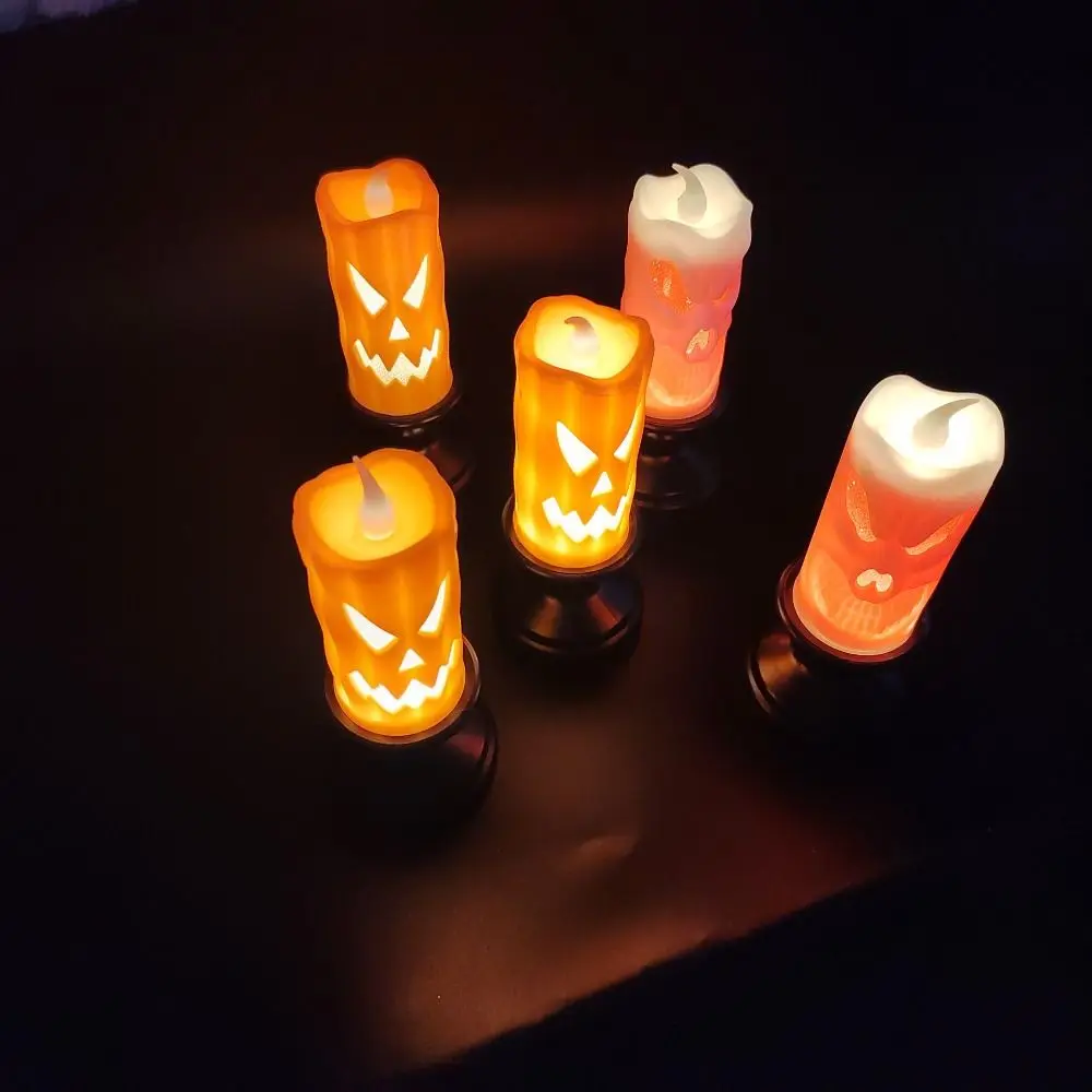 

Cool Pumpkin Halloween Candle Light Ornaments Cartoon LED Candlestick Ghost Pros Indoor