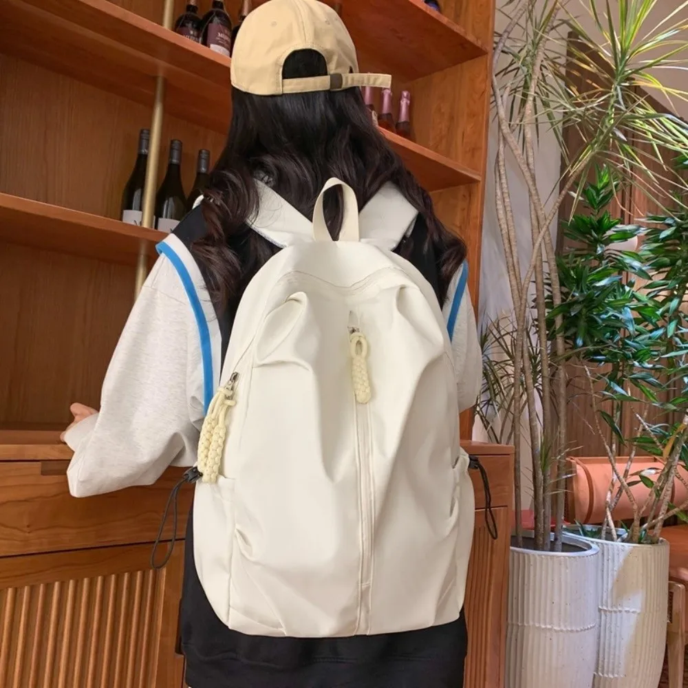 New Large Capacity Simple Backpack Solid Color Waterproof Student Backpack Lightweight College Bag Outdoors